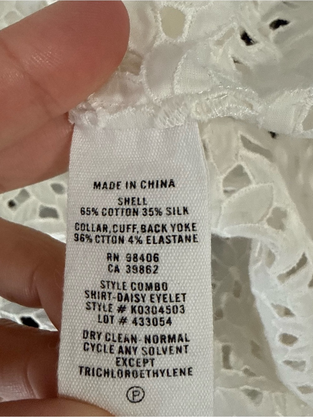 Theory Daisy Eyelet Cotton-Silk Combo Shirt MSRP $364 Sz L - Picture 9 of 10